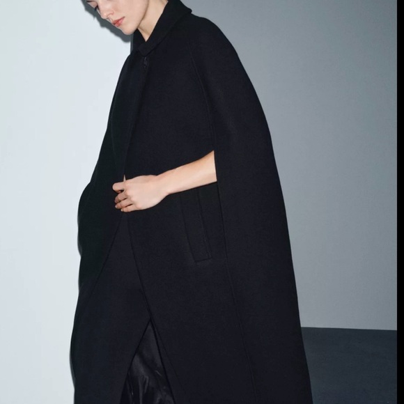 ZARA ZW Collection Limited Edition Wool Cape Coat SOLD OUT Discontinued Rare - Picture 2 of 4